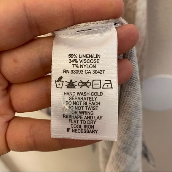 NIC+ZOE Painted Twirl Linen Blend long Cardigan button front boho art to wear L - Picture 8 of 9